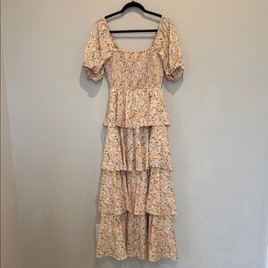 entro Floral Smocked Tiered Maxi Dress